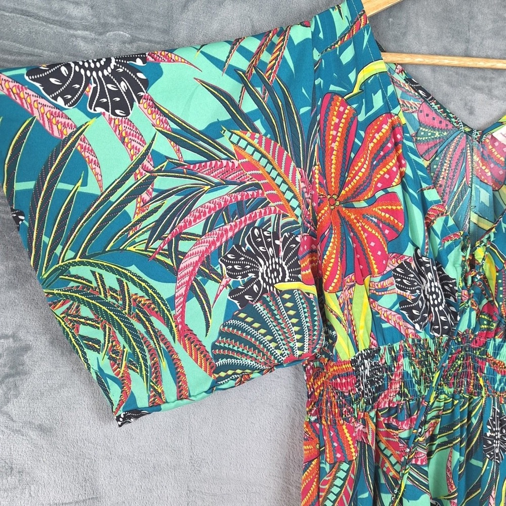 Anthropologie Boemo Dress Medium Floral Tropical Maxi Tiered Resort Beach Boho - Picture 5 of 9